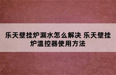 乐天壁挂炉漏水怎么解决 乐天壁挂炉温控器使用方法